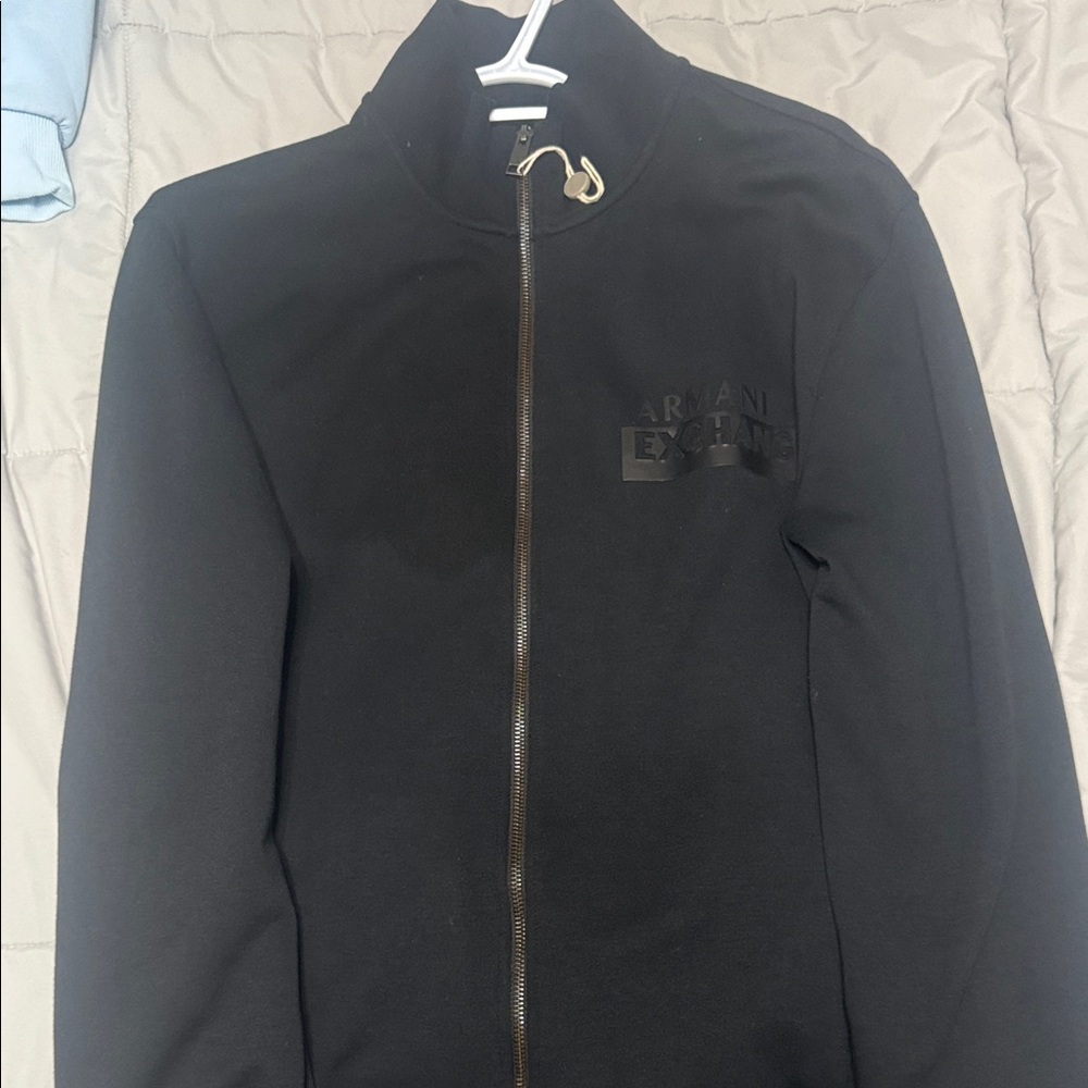 Armani Exchange Men's Black Full-Zip Lightweight Jacket